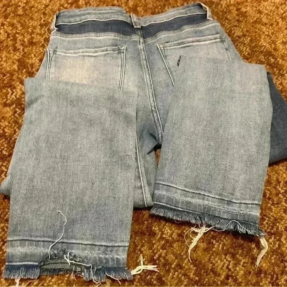 Flying Monkey sz 26 two tone color block jean frayed hem high waist best seller